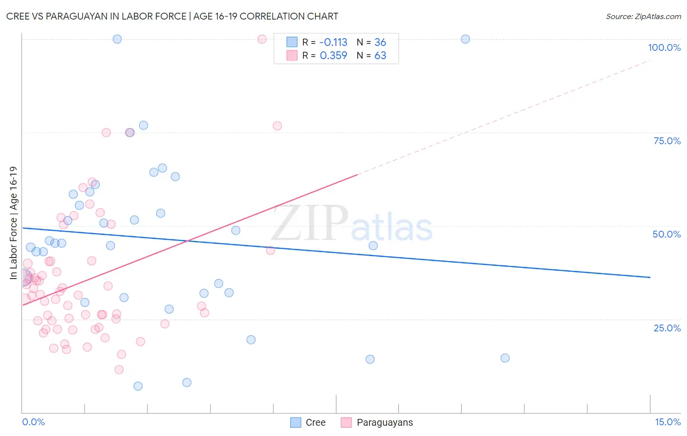 Cree vs Paraguayan In Labor Force | Age 16-19