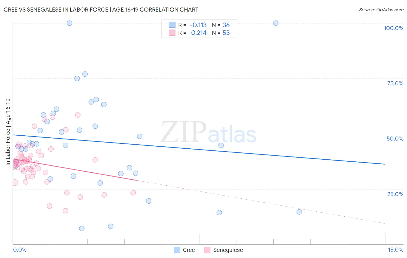 Cree vs Senegalese In Labor Force | Age 16-19