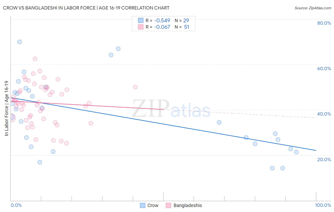 Crow vs Bangladeshi In Labor Force | Age 16-19