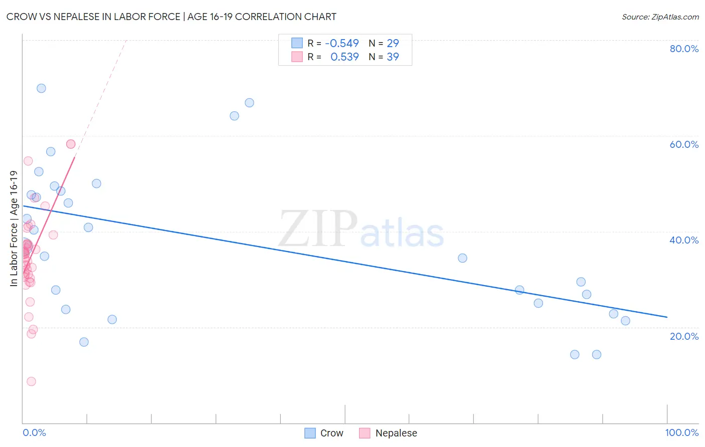 Crow vs Nepalese In Labor Force | Age 16-19