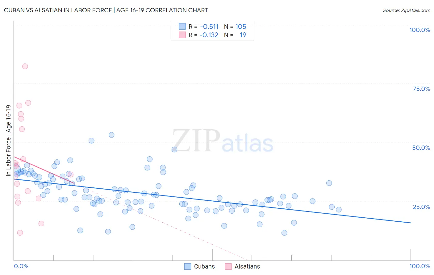 Cuban vs Alsatian In Labor Force | Age 16-19