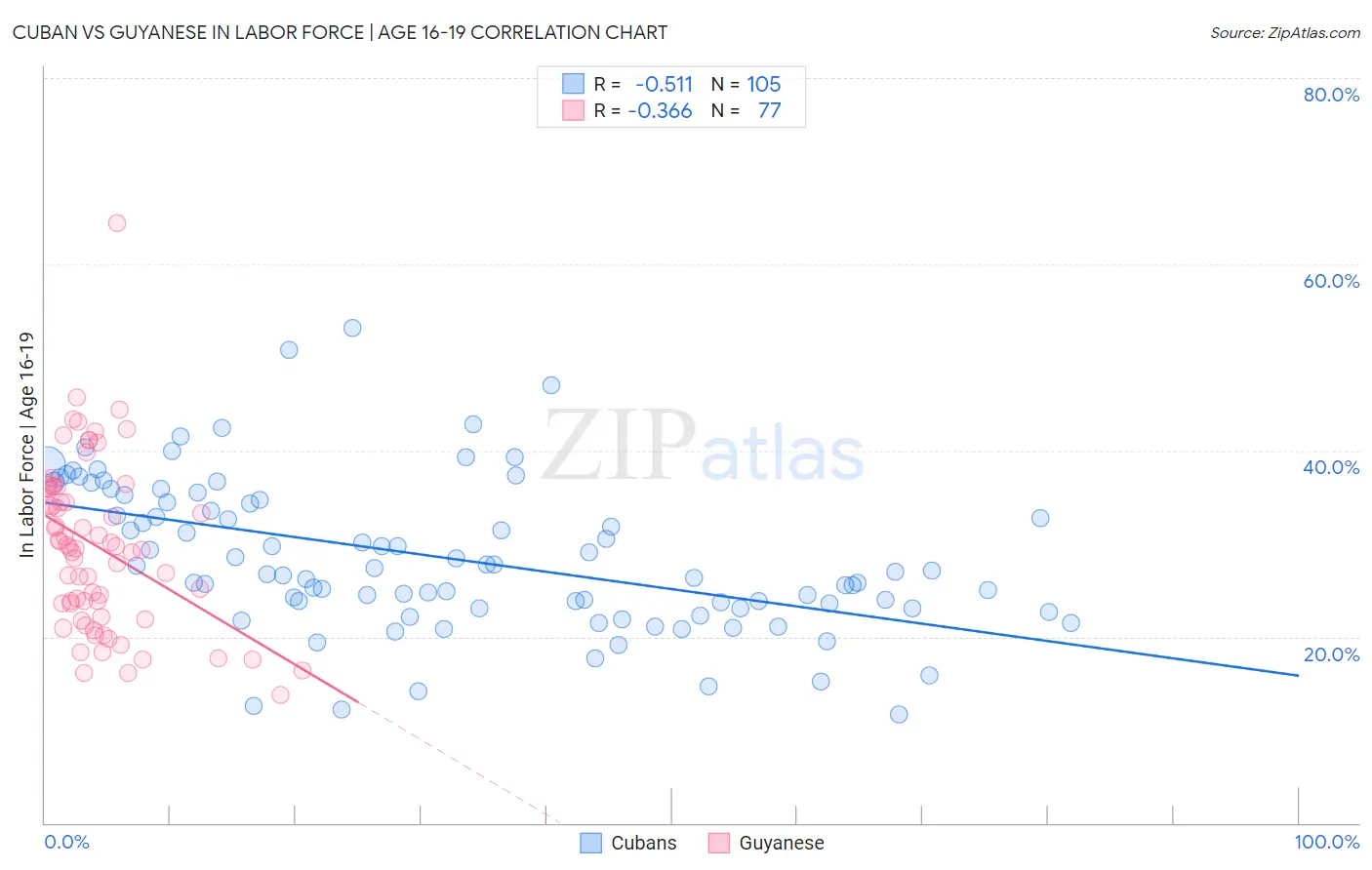 Cuban vs Guyanese In Labor Force | Age 16-19