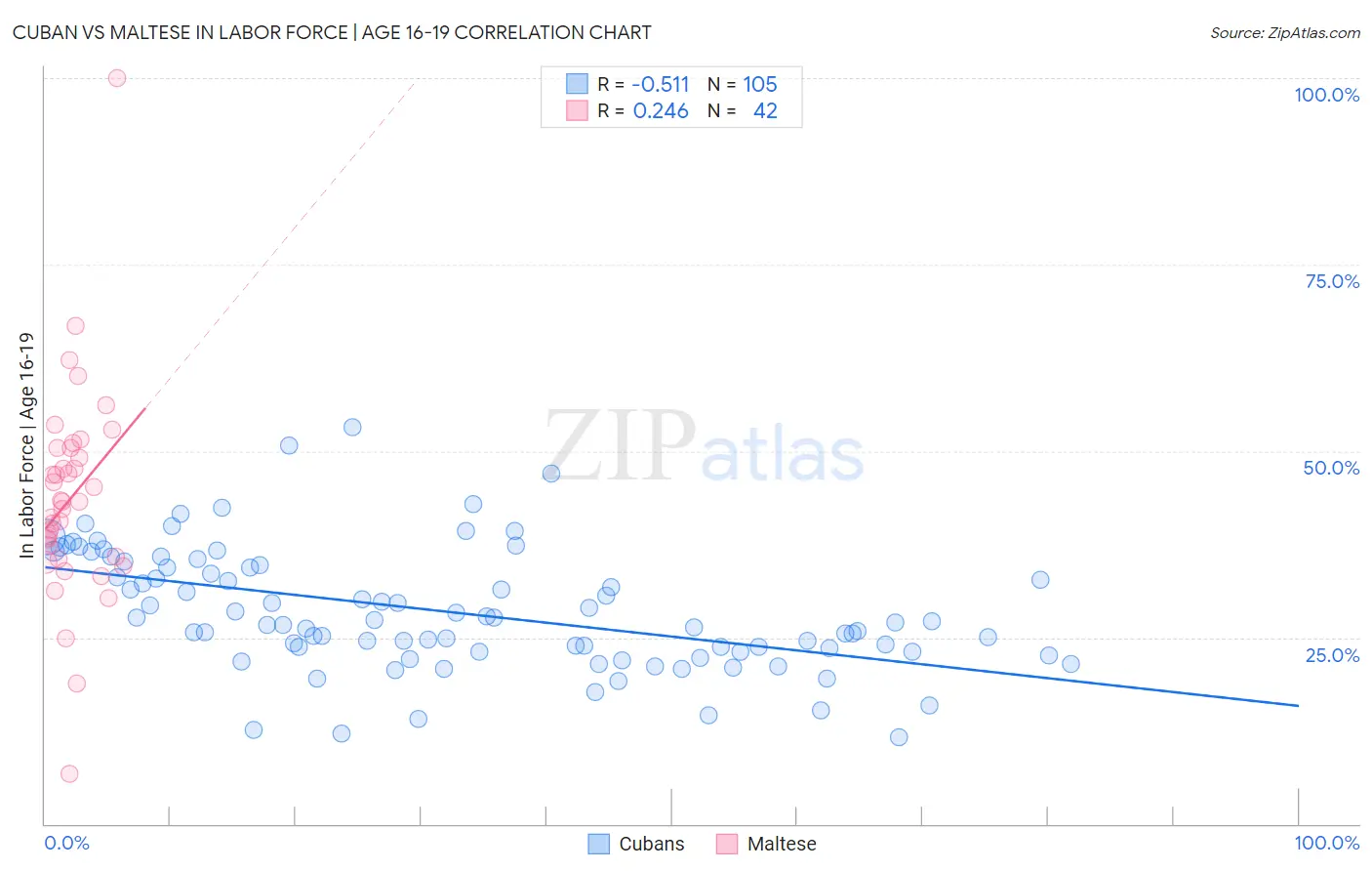 Cuban vs Maltese In Labor Force | Age 16-19