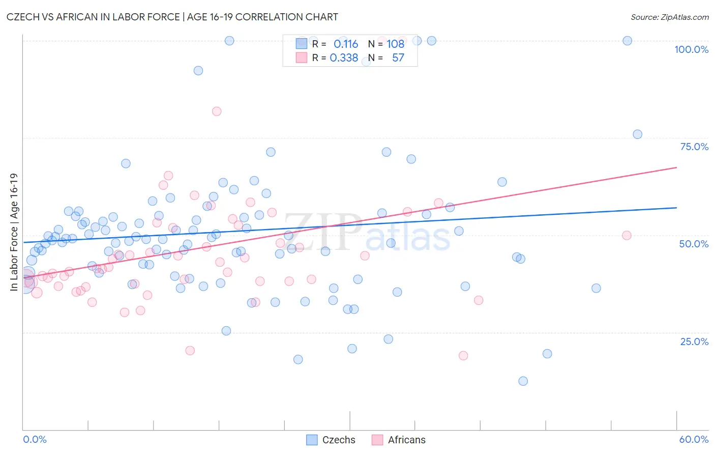 Czech vs African In Labor Force | Age 16-19