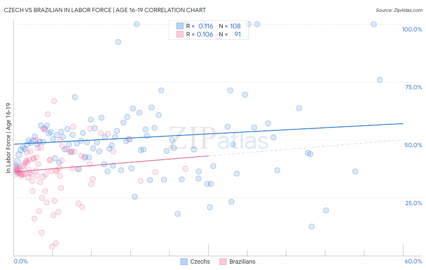 Czech vs Brazilian In Labor Force | Age 16-19