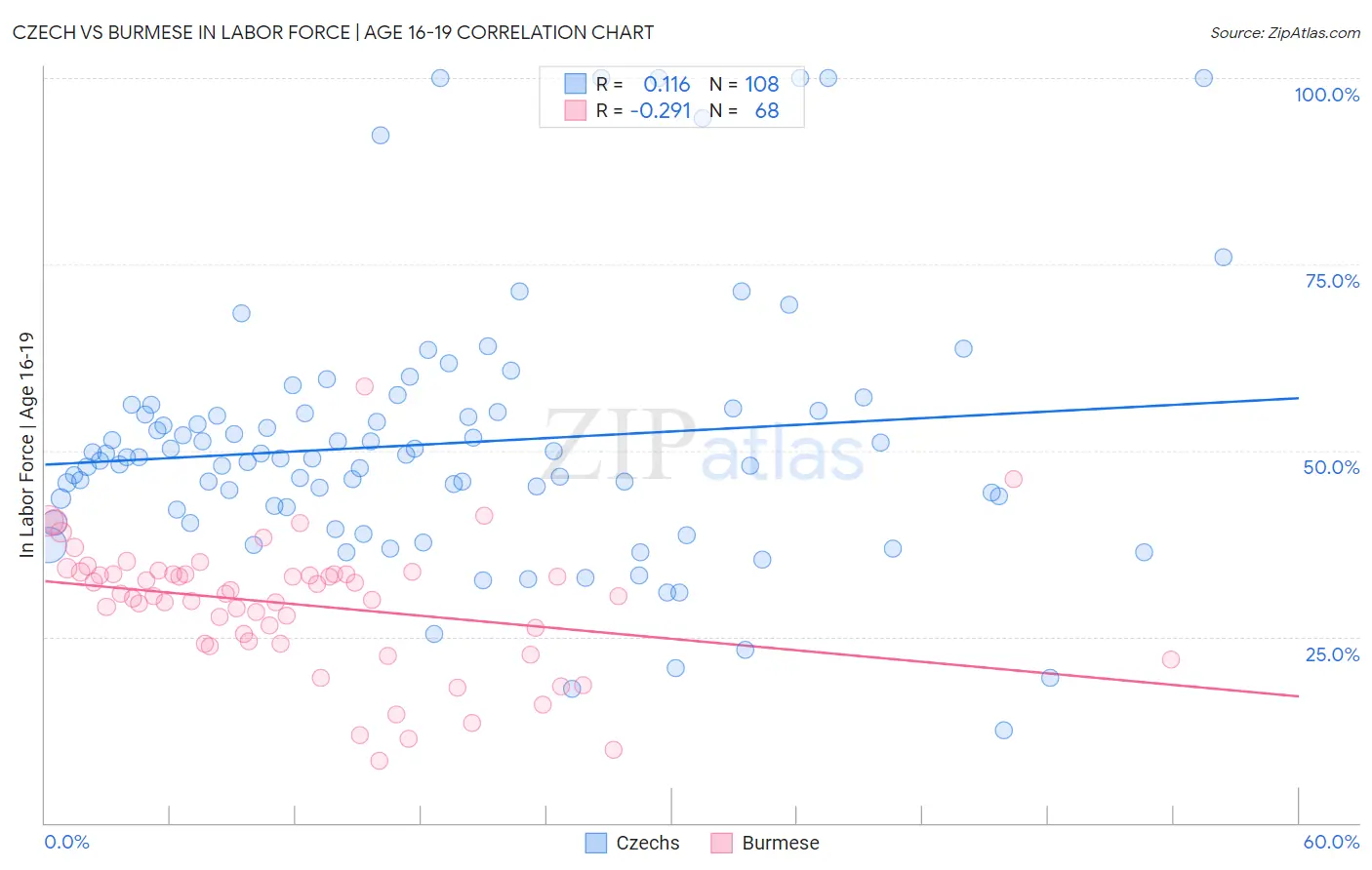 Czech vs Burmese In Labor Force | Age 16-19
