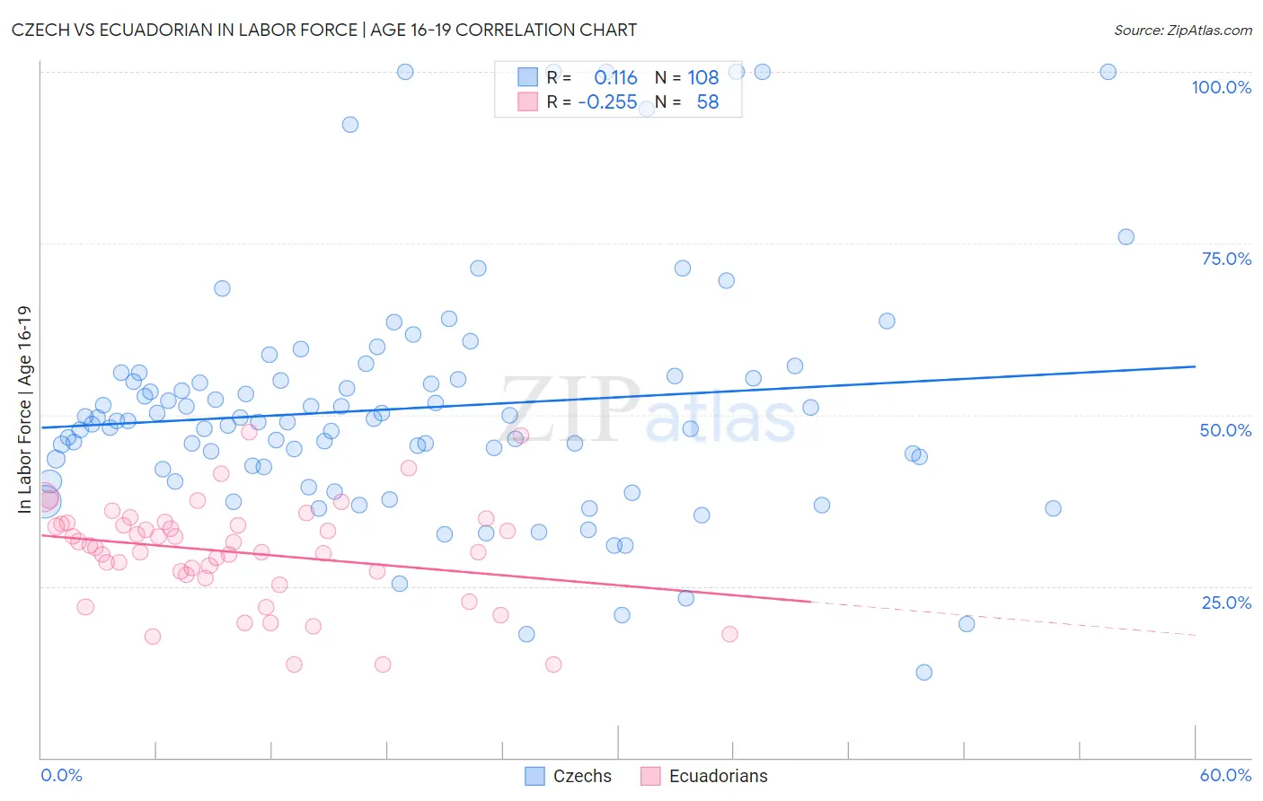 Czech vs Ecuadorian In Labor Force | Age 16-19