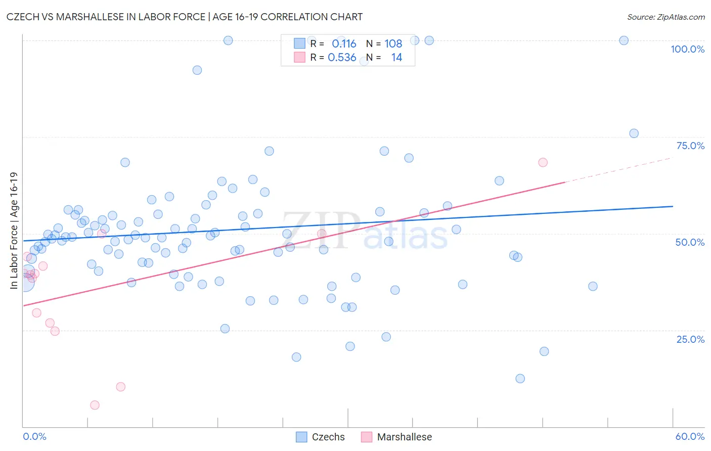 Czech vs Marshallese In Labor Force | Age 16-19