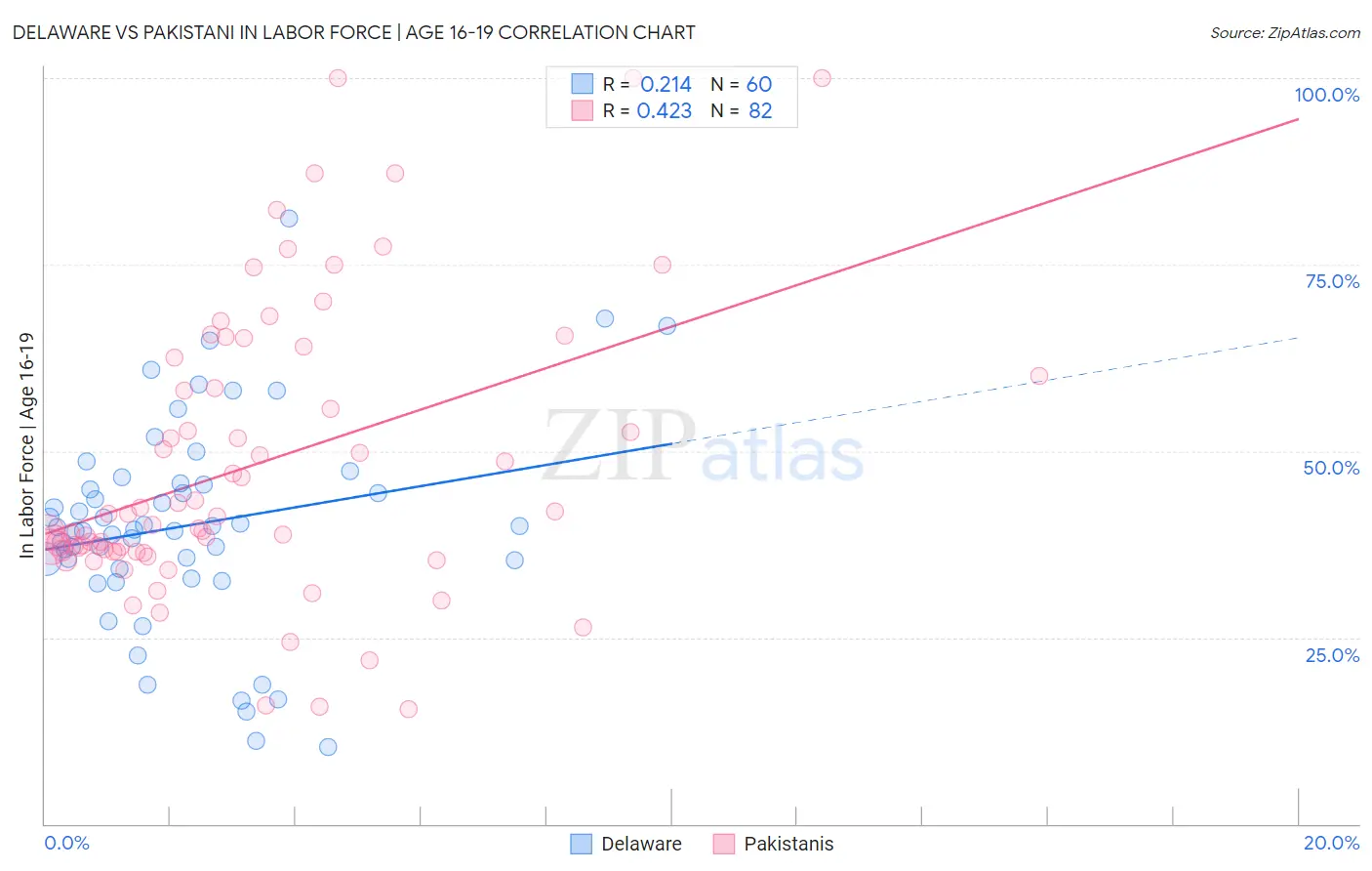 Delaware vs Pakistani In Labor Force | Age 16-19