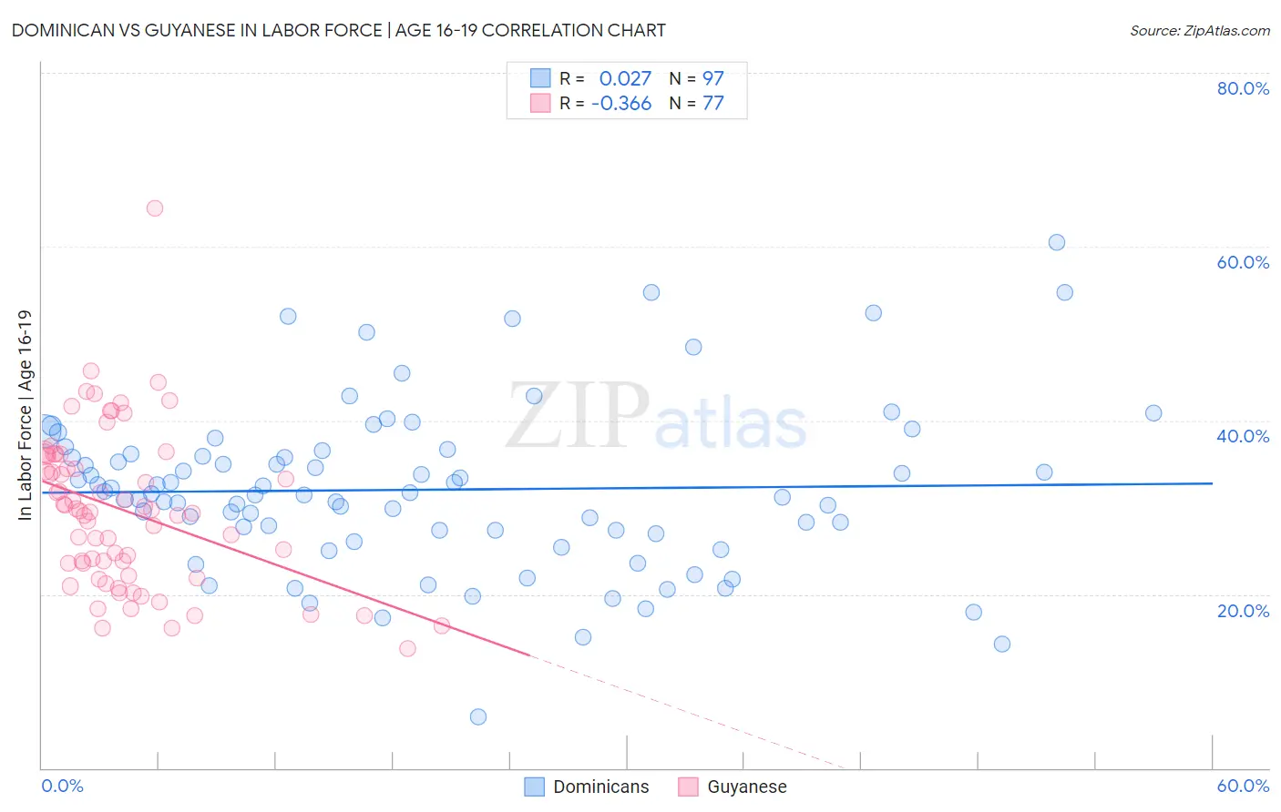 Dominican vs Guyanese In Labor Force | Age 16-19