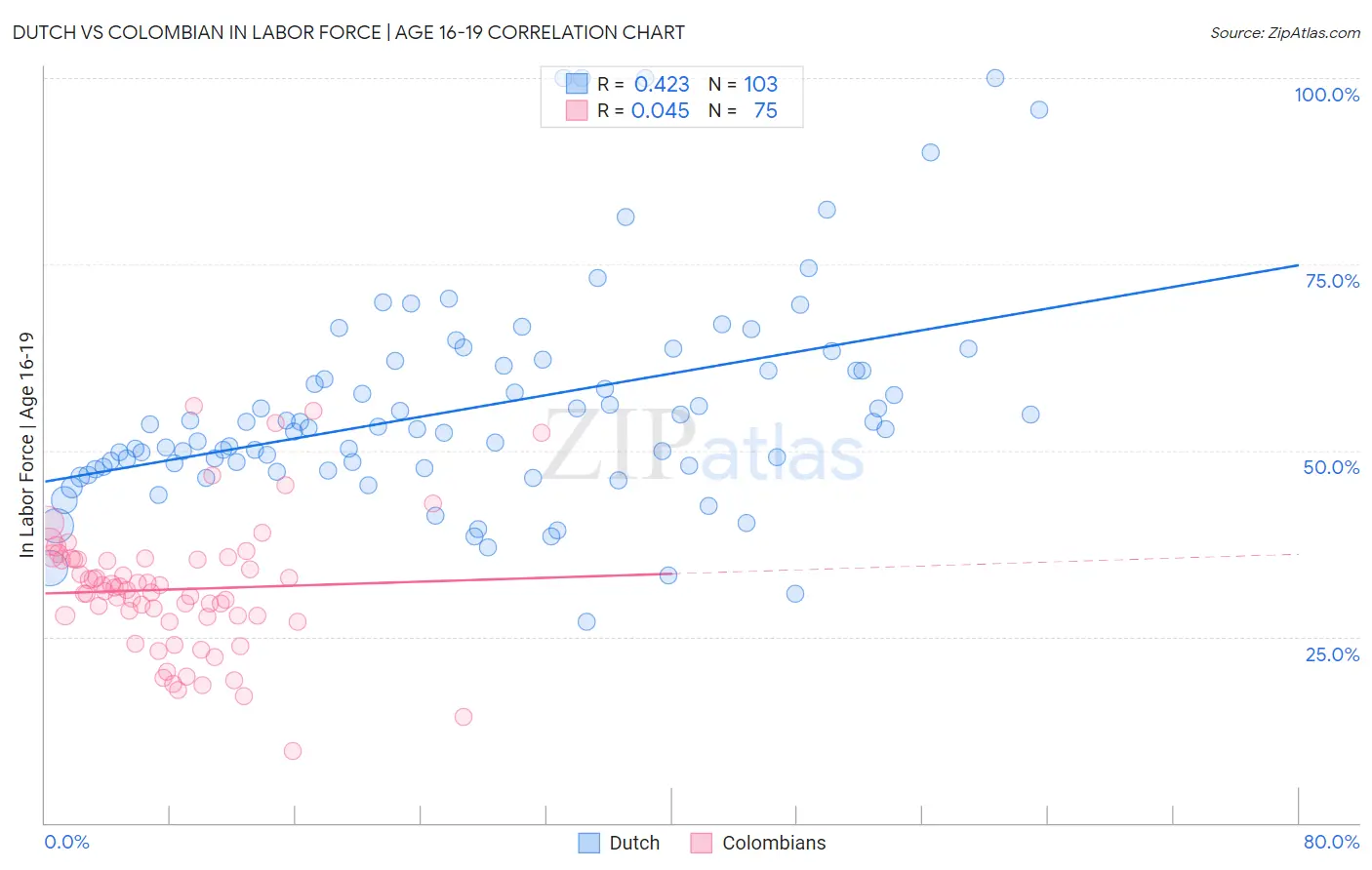 Dutch vs Colombian In Labor Force | Age 16-19