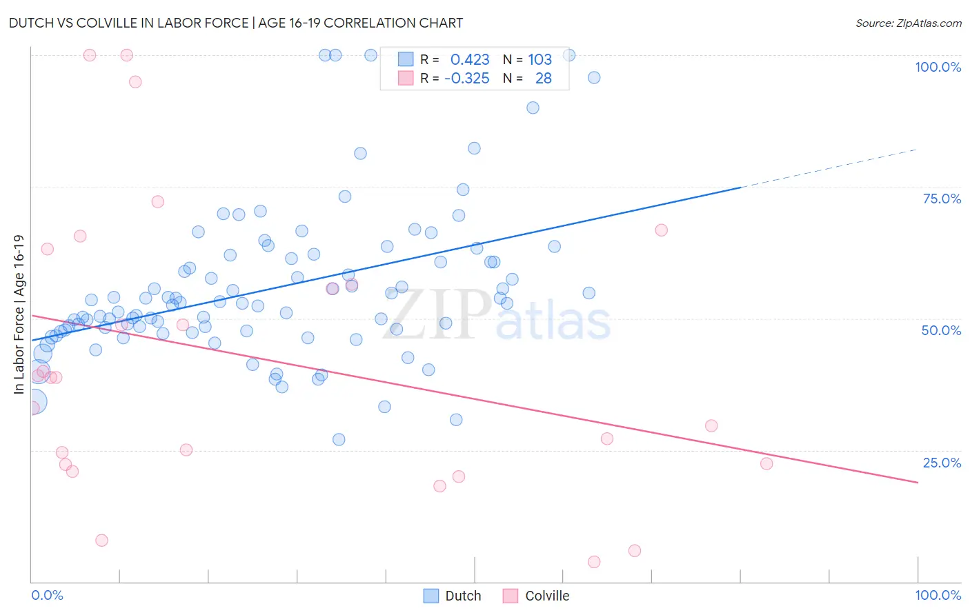 Dutch vs Colville In Labor Force | Age 16-19