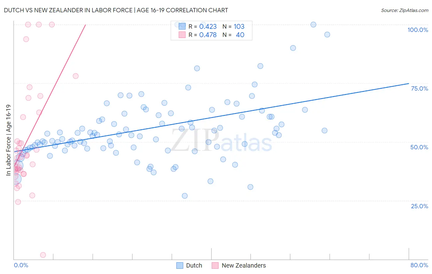 Dutch vs New Zealander In Labor Force | Age 16-19