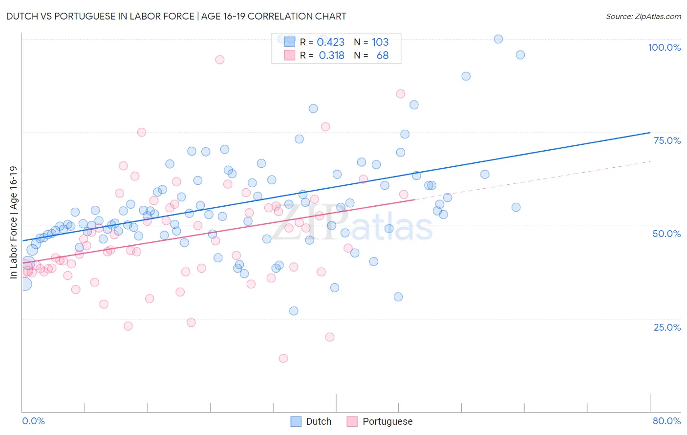 Dutch vs Portuguese In Labor Force | Age 16-19