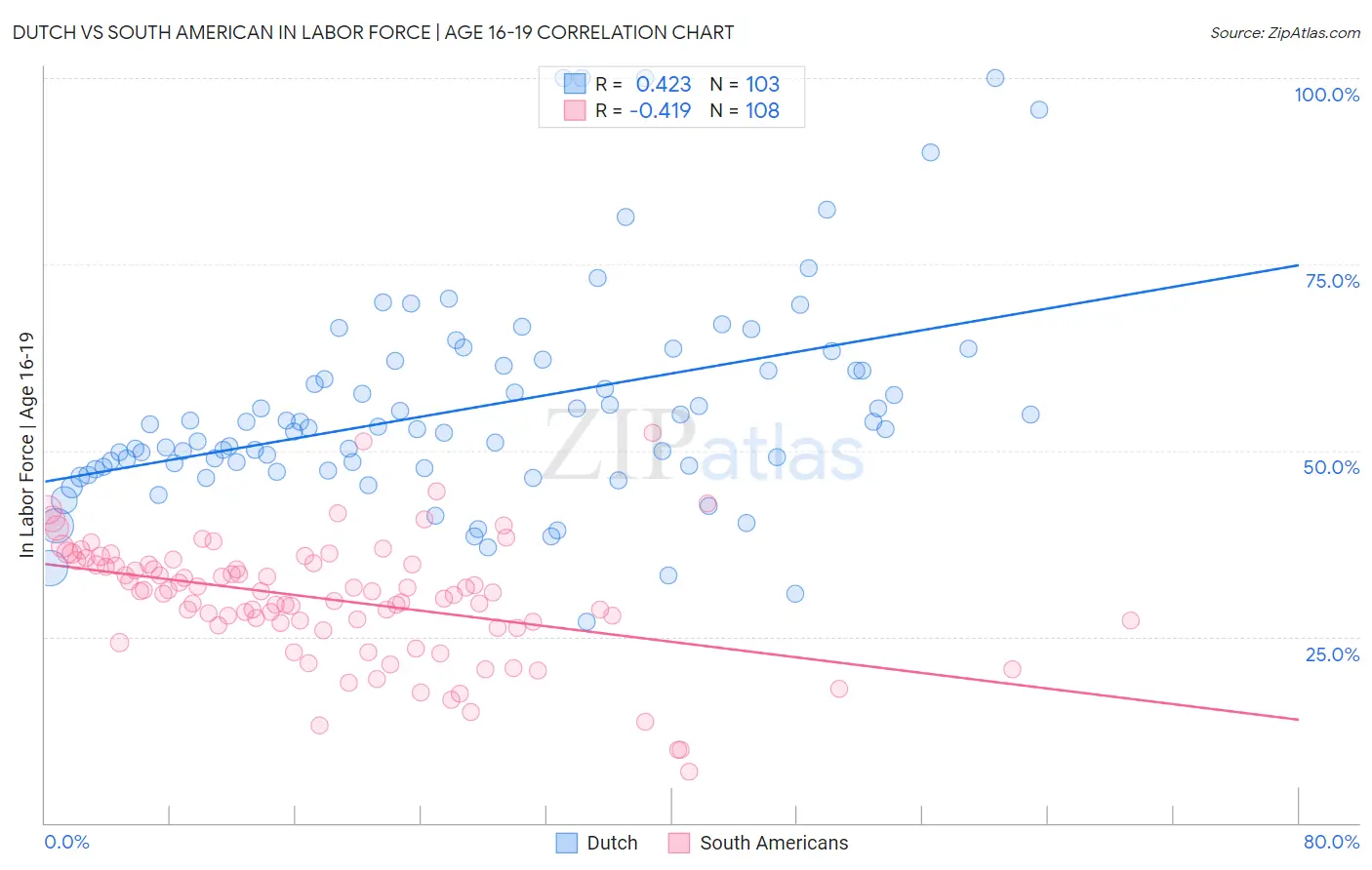 Dutch vs South American In Labor Force | Age 16-19