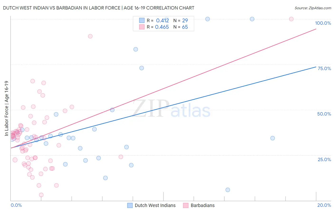 Dutch West Indian vs Barbadian In Labor Force | Age 16-19