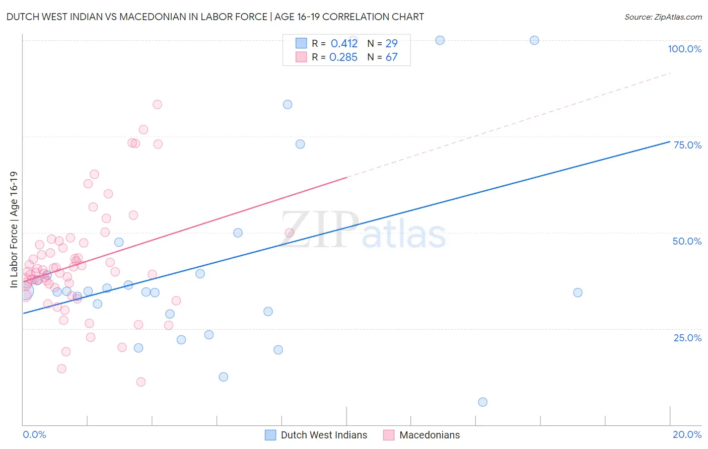 Dutch West Indian vs Macedonian In Labor Force | Age 16-19