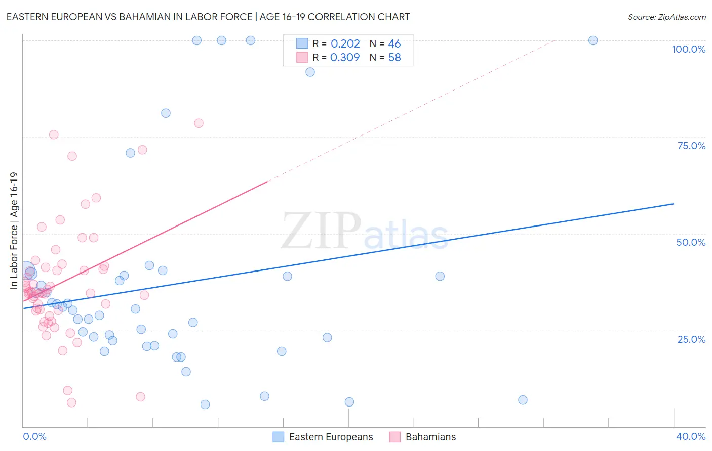 Eastern European vs Bahamian In Labor Force | Age 16-19