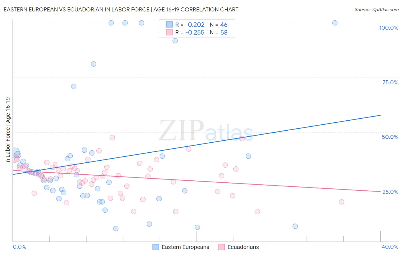 Eastern European vs Ecuadorian In Labor Force | Age 16-19
