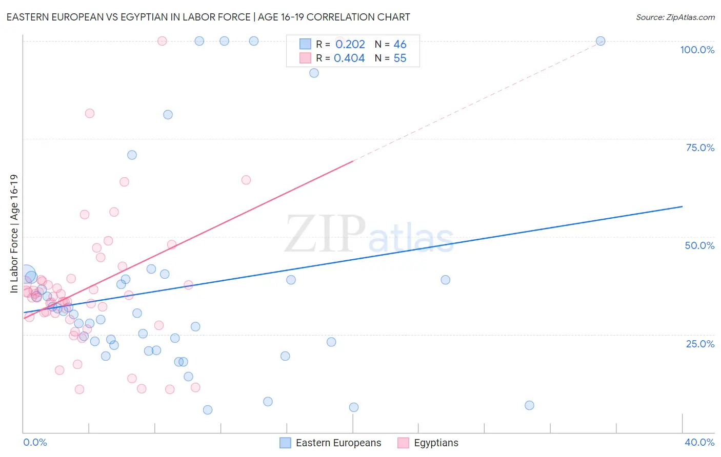 Eastern European vs Egyptian In Labor Force | Age 16-19