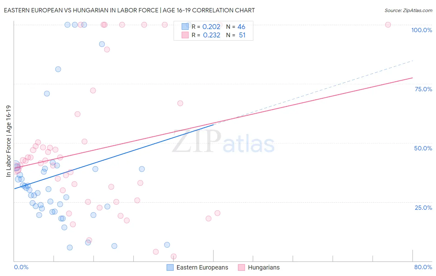 Eastern European vs Hungarian In Labor Force | Age 16-19