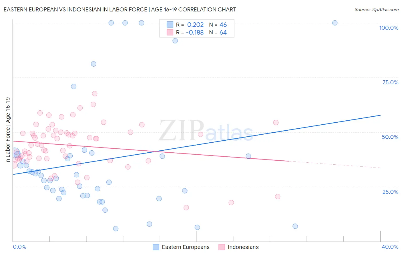 Eastern European vs Indonesian In Labor Force | Age 16-19