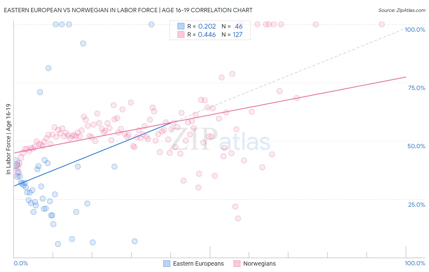 Eastern European vs Norwegian In Labor Force | Age 16-19