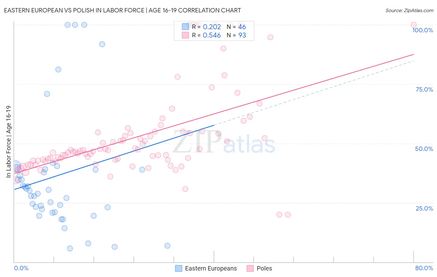 Eastern European vs Polish In Labor Force | Age 16-19