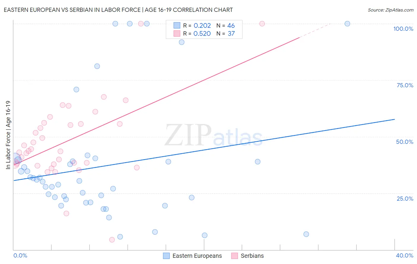 Eastern European vs Serbian In Labor Force | Age 16-19