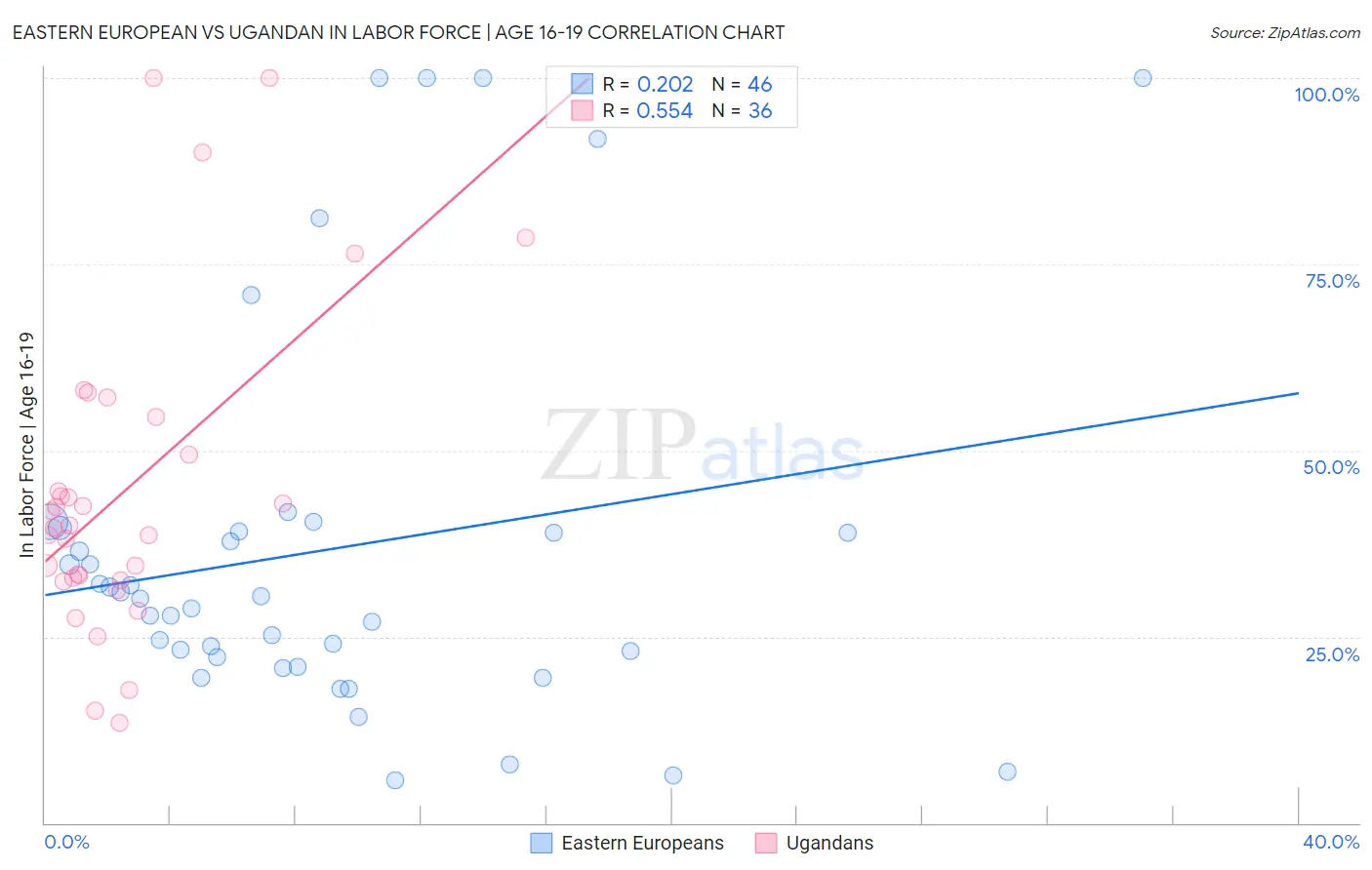 Eastern European vs Ugandan In Labor Force | Age 16-19