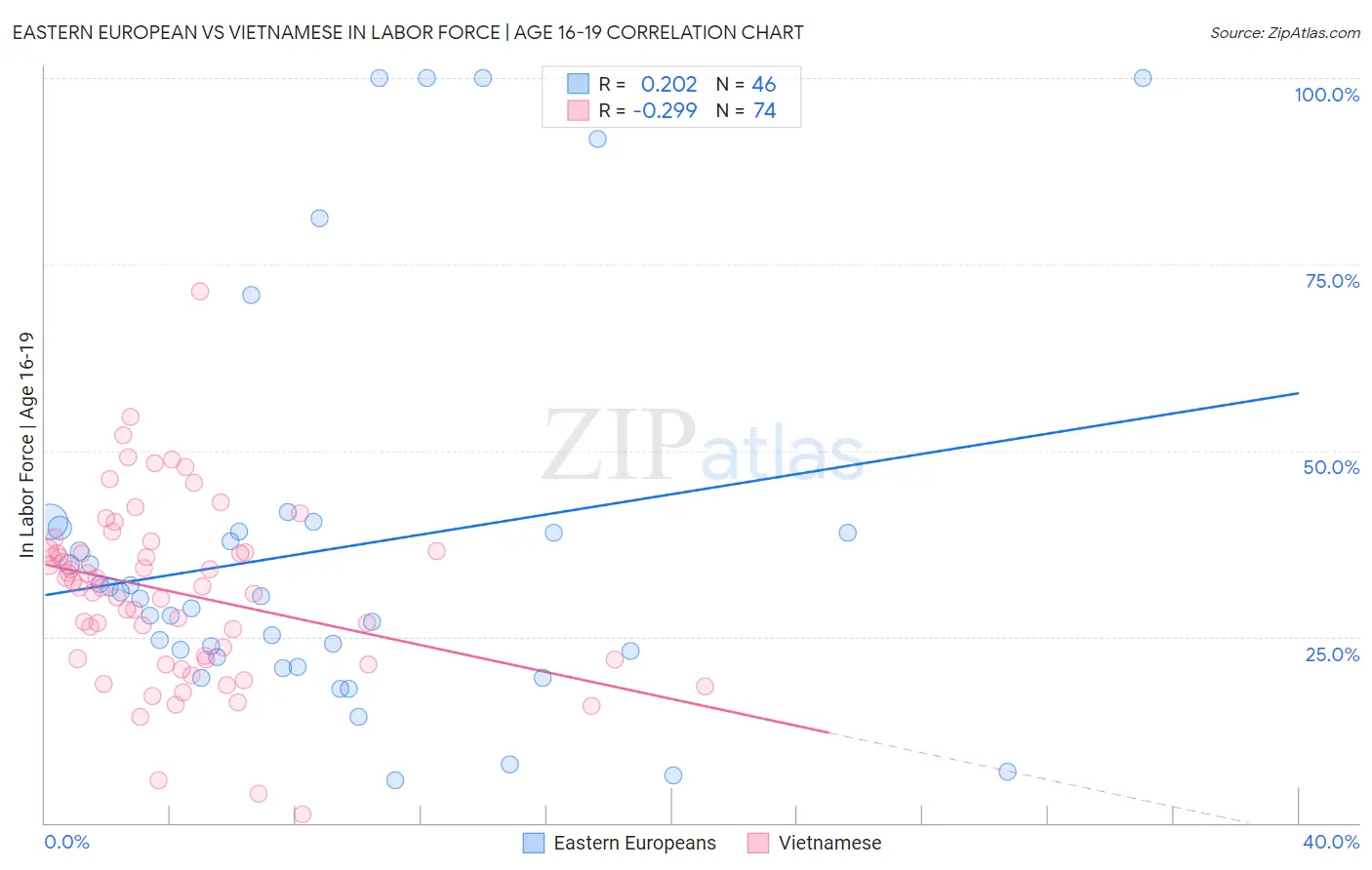 Eastern European vs Vietnamese In Labor Force | Age 16-19