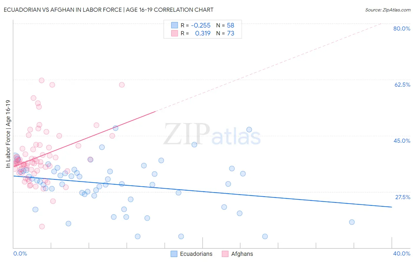 Ecuadorian vs Afghan In Labor Force | Age 16-19