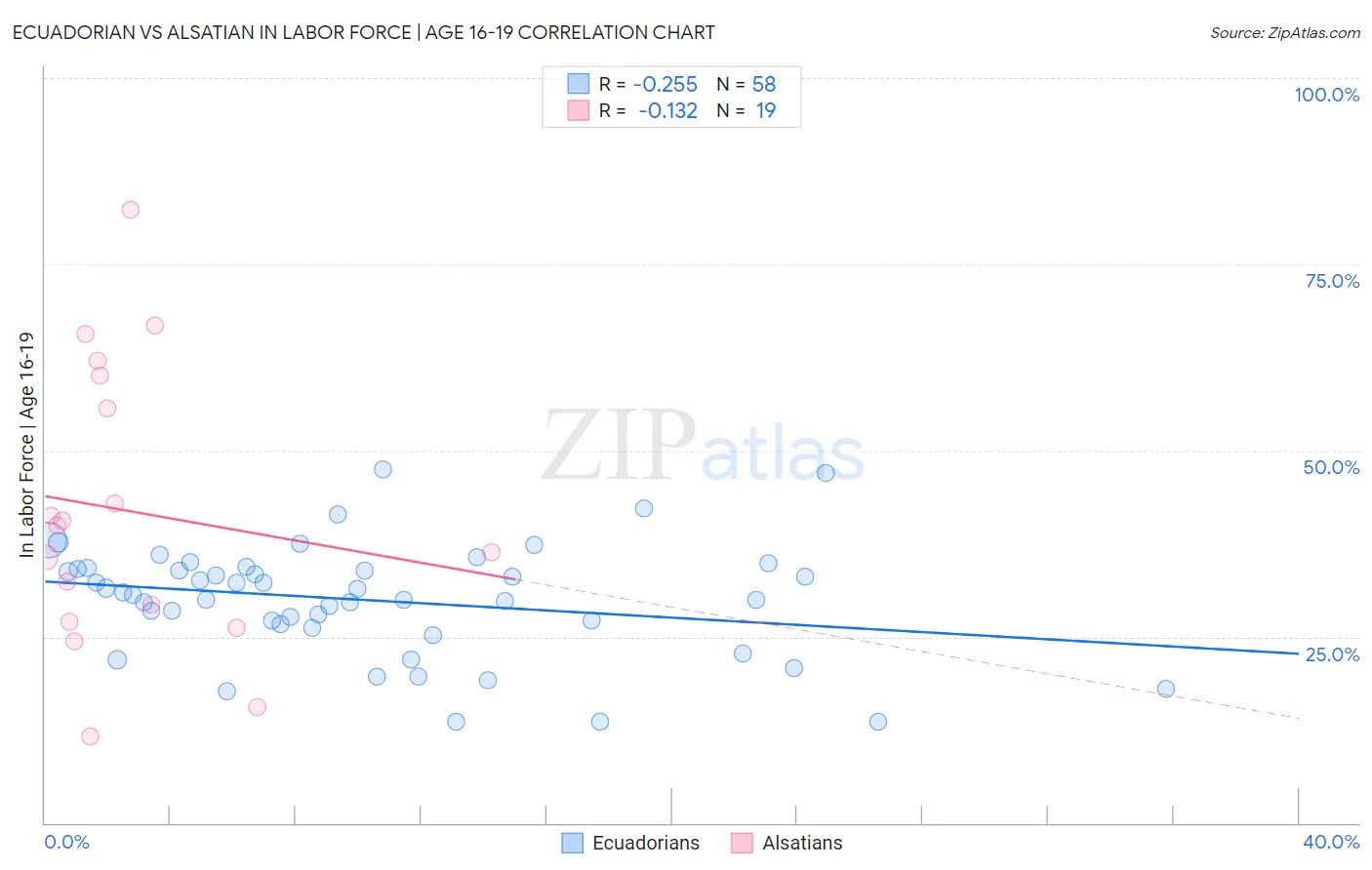 Ecuadorian vs Alsatian In Labor Force | Age 16-19