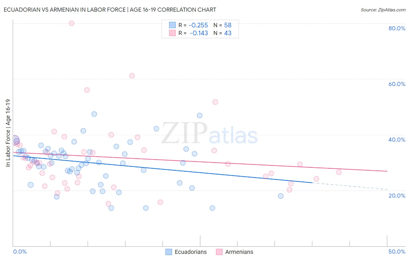 Ecuadorian vs Armenian In Labor Force | Age 16-19