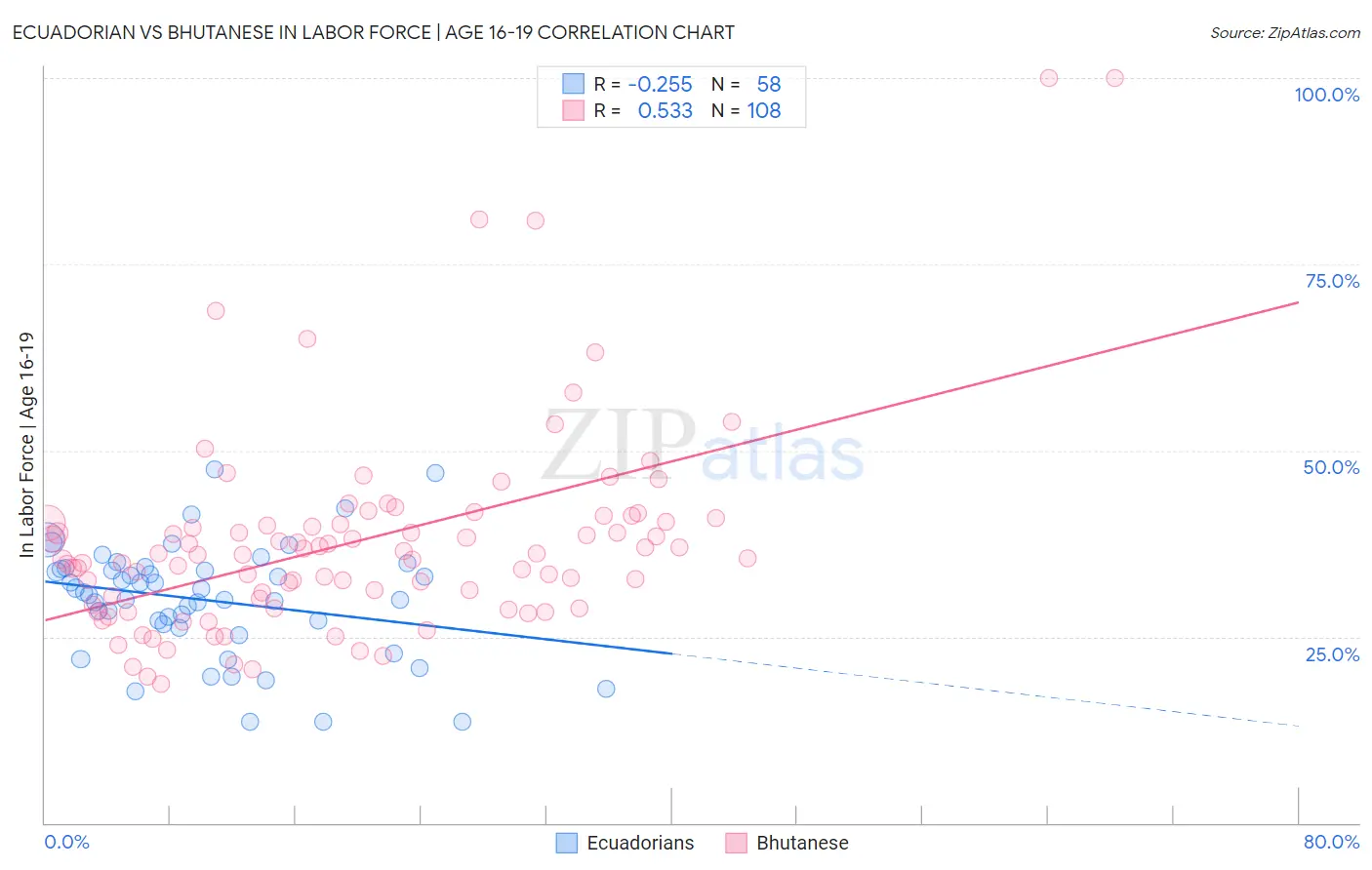 Ecuadorian vs Bhutanese In Labor Force | Age 16-19