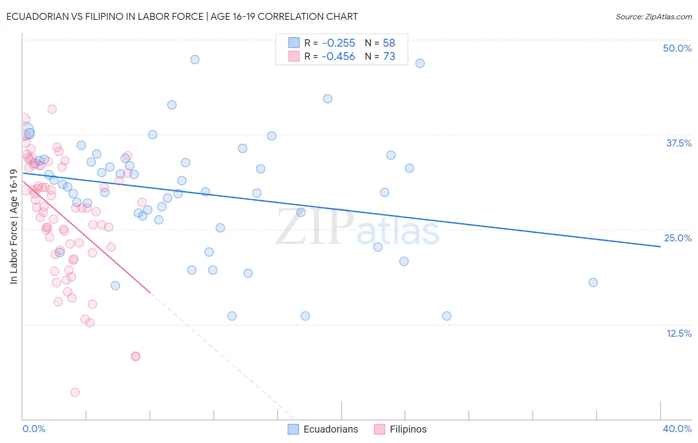 Ecuadorian vs Filipino In Labor Force | Age 16-19