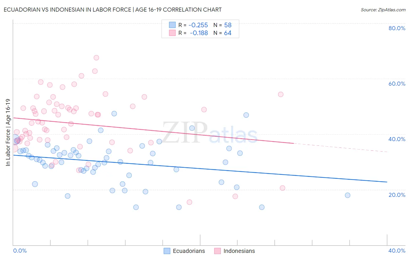 Ecuadorian vs Indonesian In Labor Force | Age 16-19