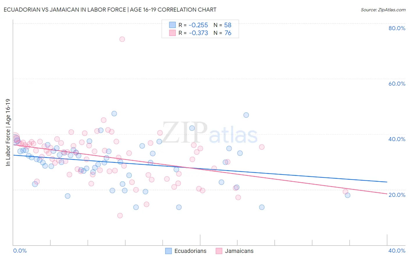 Ecuadorian vs Jamaican In Labor Force | Age 16-19