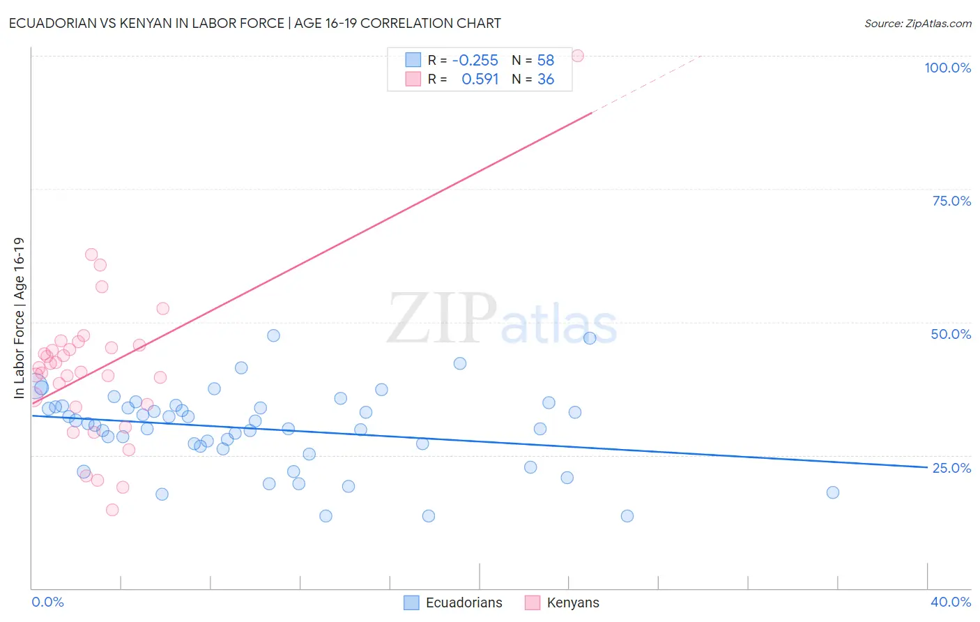 Ecuadorian vs Kenyan In Labor Force | Age 16-19
