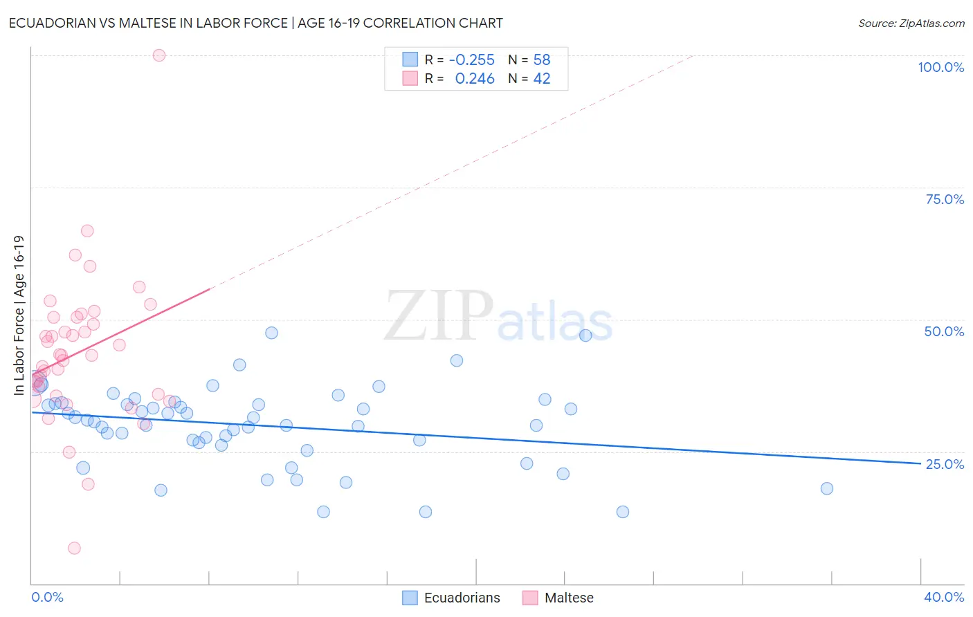 Ecuadorian vs Maltese In Labor Force | Age 16-19