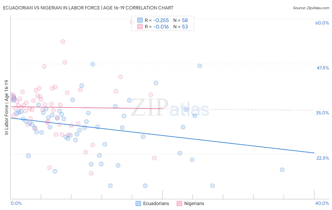 Ecuadorian vs Nigerian In Labor Force | Age 16-19