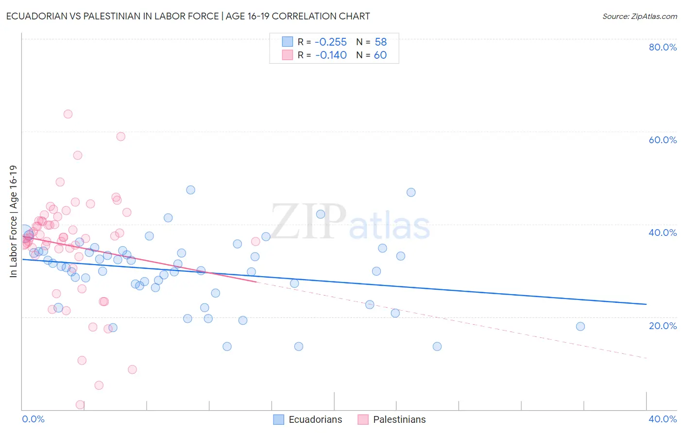Ecuadorian vs Palestinian In Labor Force | Age 16-19