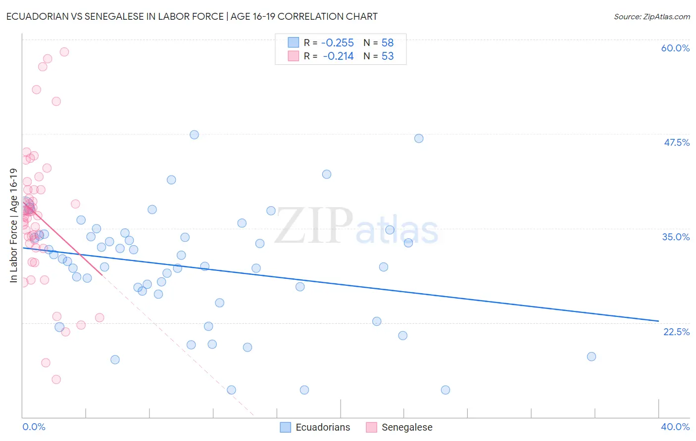 Ecuadorian vs Senegalese In Labor Force | Age 16-19