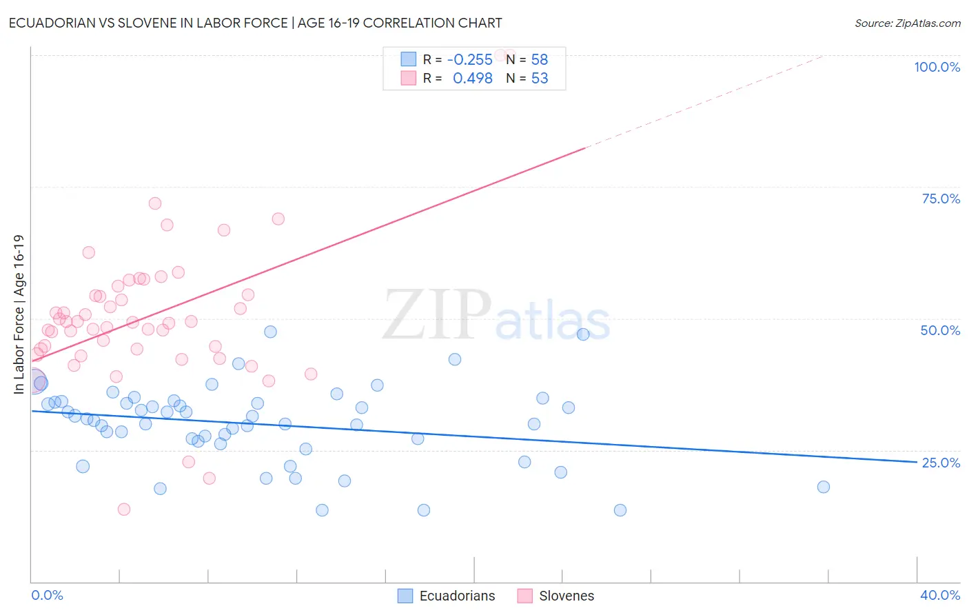 Ecuadorian vs Slovene In Labor Force | Age 16-19