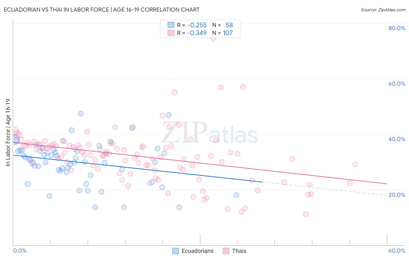 Ecuadorian vs Thai In Labor Force | Age 16-19
