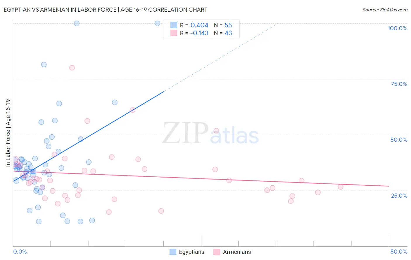 Egyptian vs Armenian In Labor Force | Age 16-19