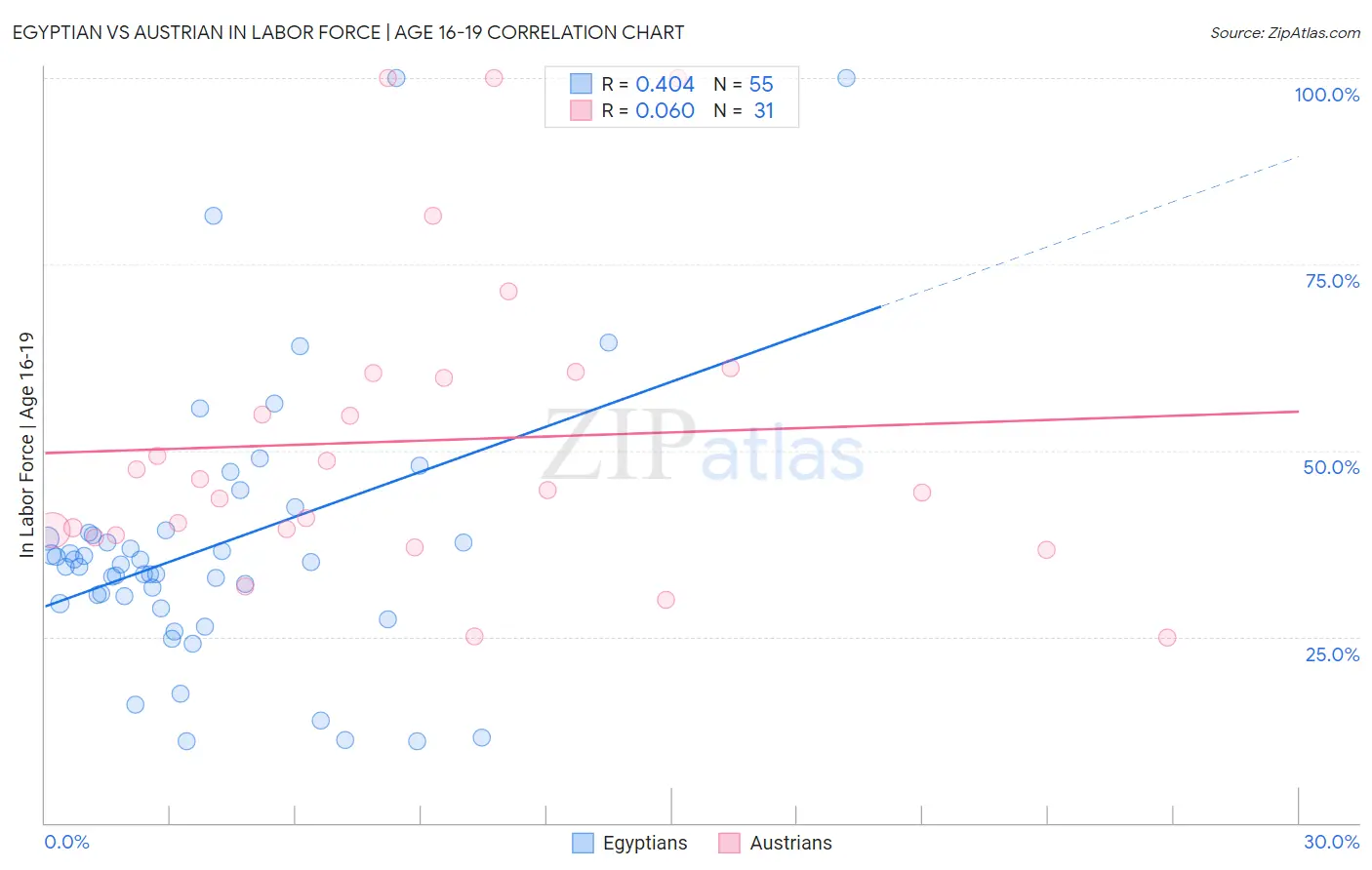 Egyptian vs Austrian In Labor Force | Age 16-19