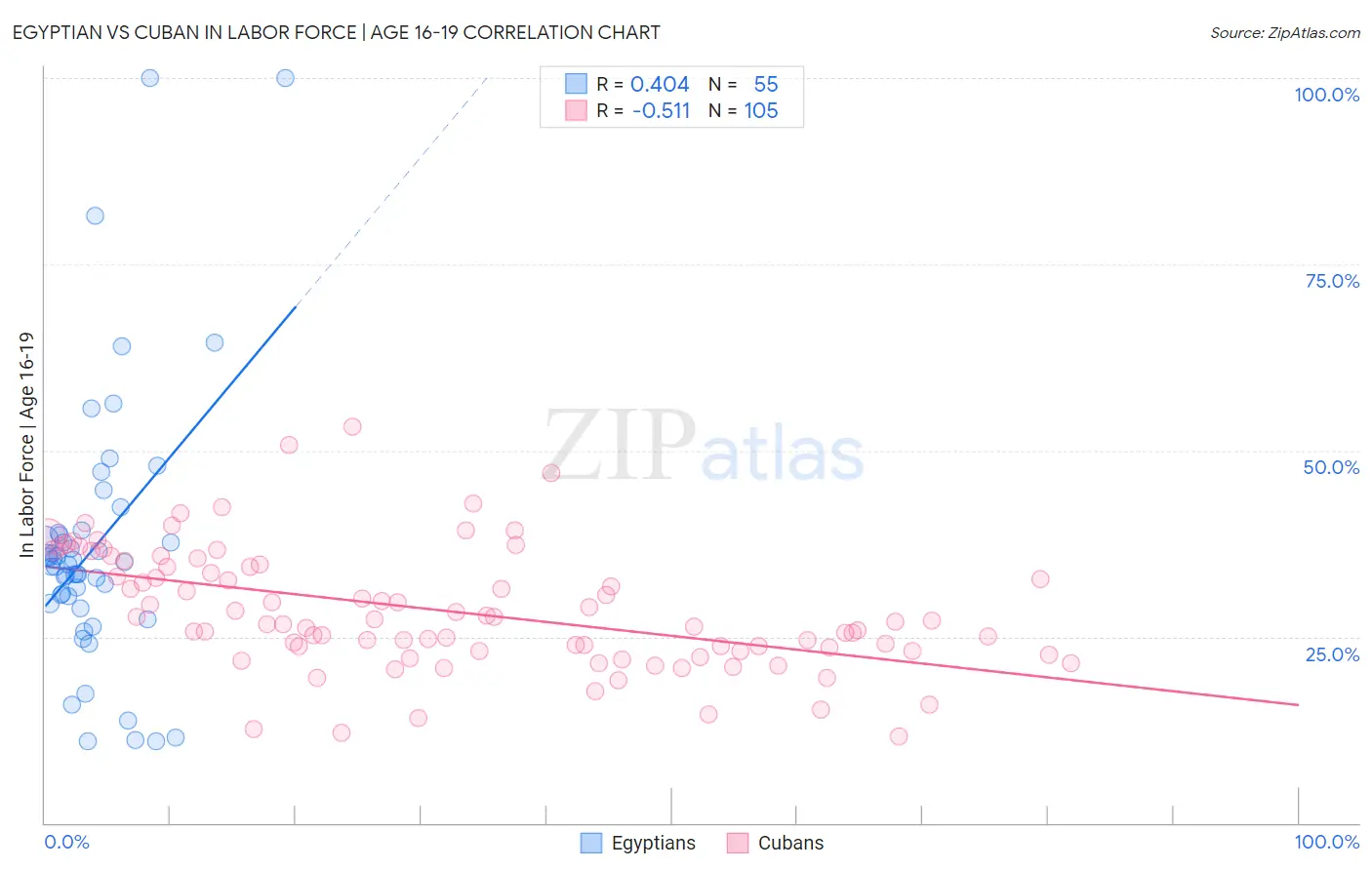 Egyptian vs Cuban In Labor Force | Age 16-19