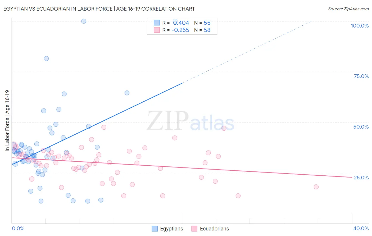Egyptian vs Ecuadorian In Labor Force | Age 16-19