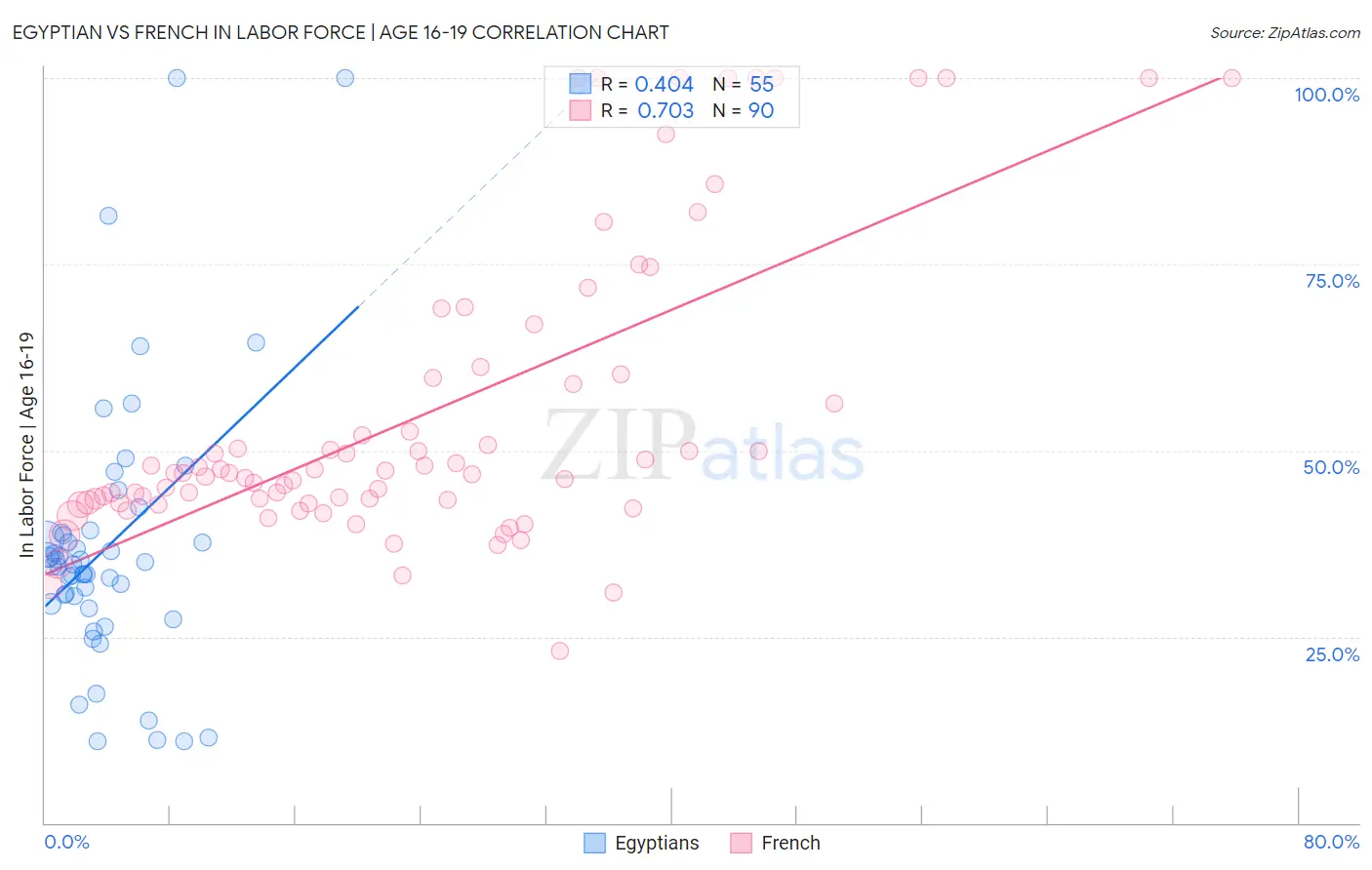 Egyptian vs French In Labor Force | Age 16-19